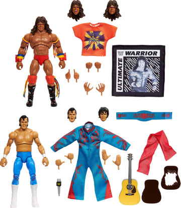 Mattel WWE Coliseum Collection Action Figure 2-Pack, Set with Ultimate Warrior & Honky Tonk Man 6-inch Collectibles & Accessories Including Swappable