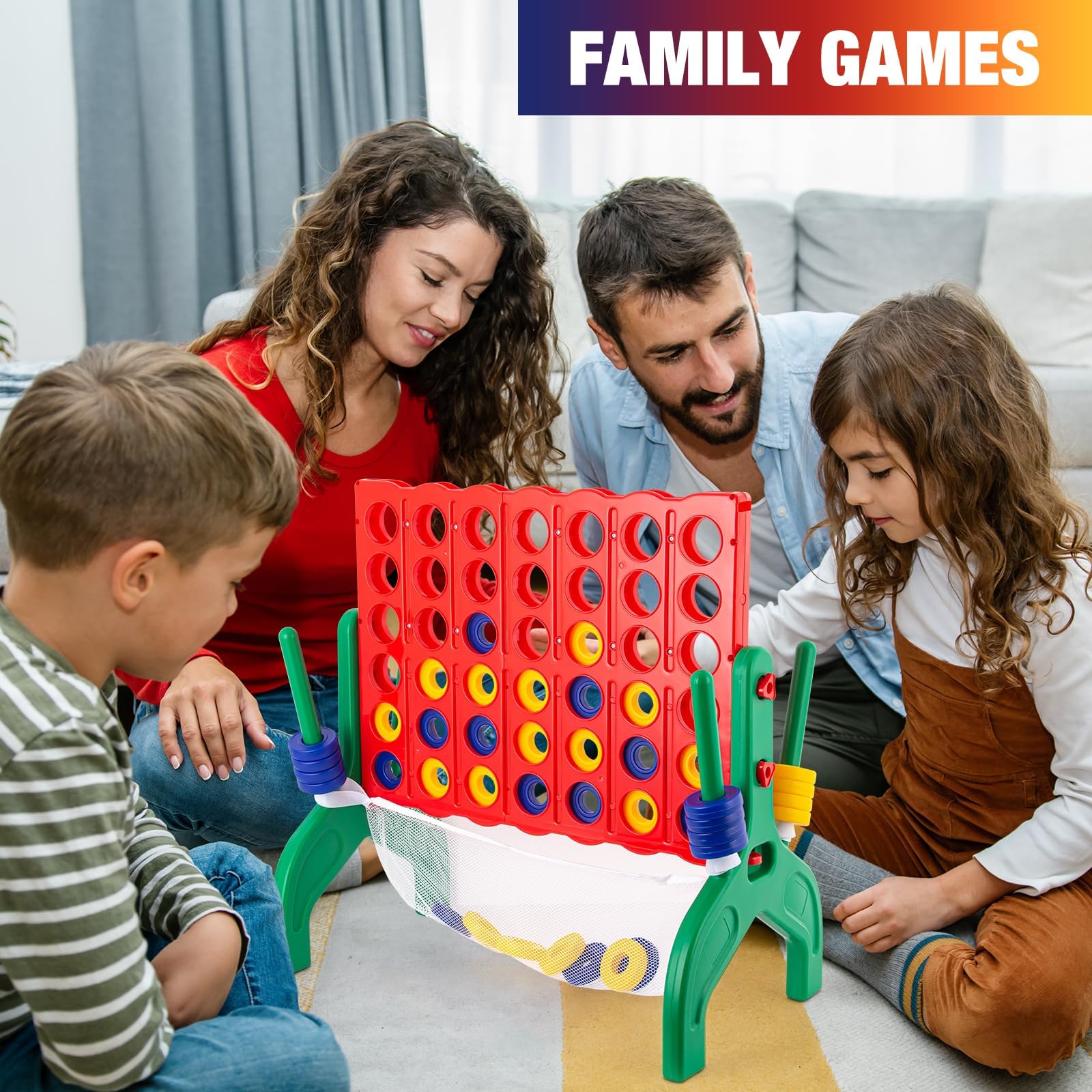 Qrooper 1.9 Feet Giant 4 in A Row Game, Jumbo 4-to-Score Connect Game Set for Kids & Adults Outdoor Yard, Lawn & Indoor Floor Play, Family Game Night