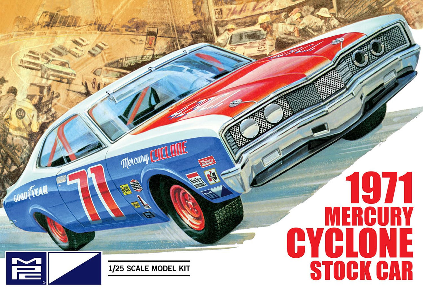 MPC 1971 Mercury Cyclone Stock Car Model Kit - 1:25 Scale Classic NASCAR Racer, 429 Engine, 135 Parts, Skill Level 2 (Paint & Glue Required)