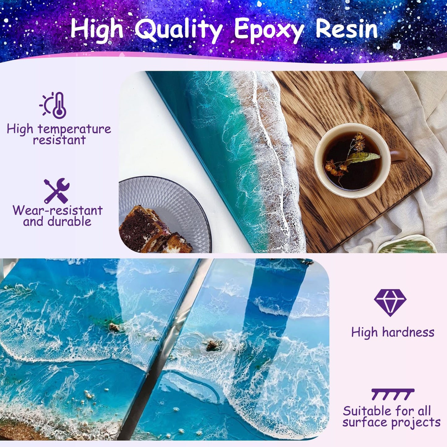 KISREL Epoxy Resin 82oz - Clear Epoxy Resin Kit with 15 Pigments and 15 Colors of Mica Powders - No Yellowing No Bubble Casting Resina for Art Crafts