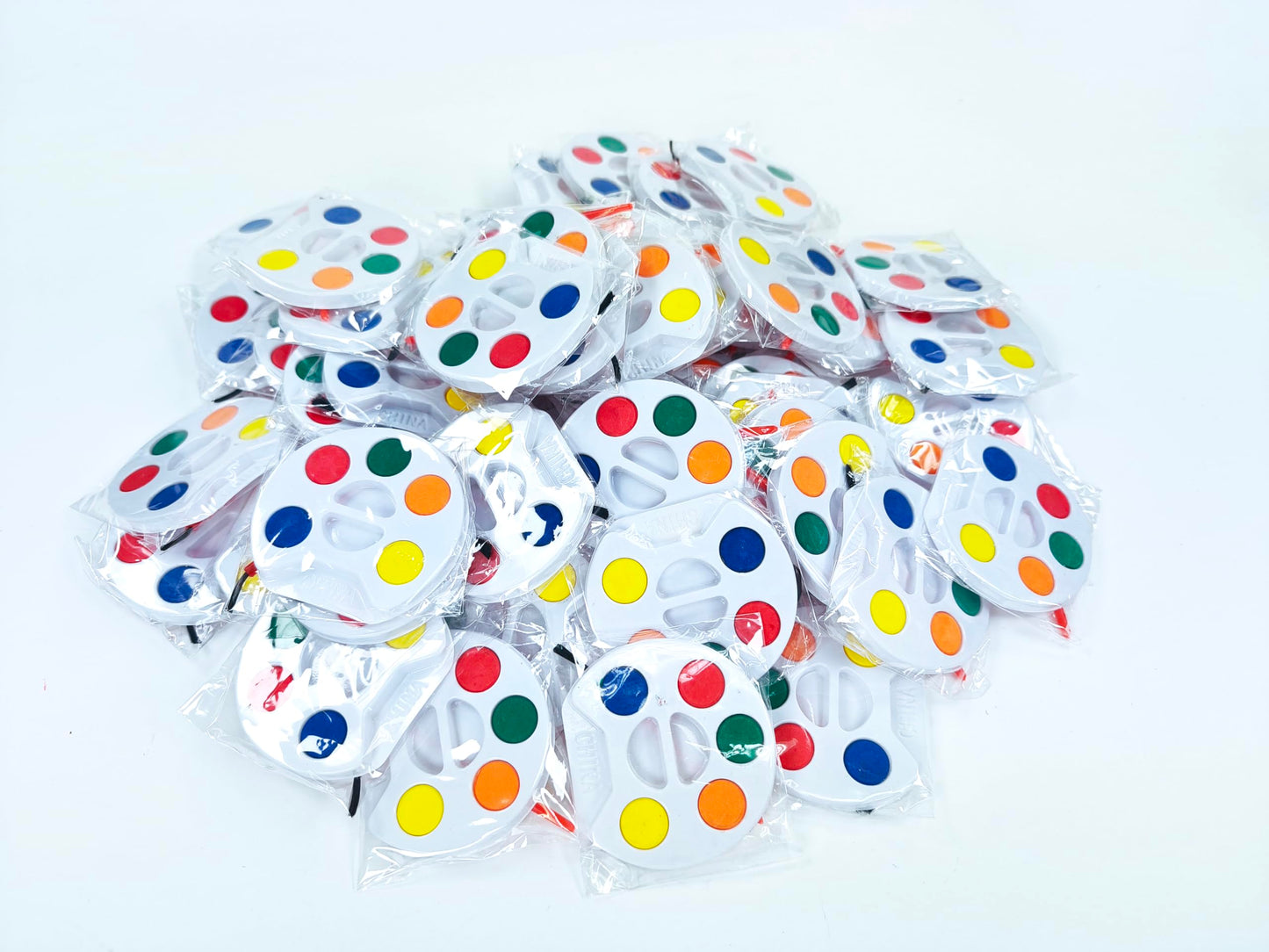 Color Swell Bulk Watercolors Round Paint Pack with Brushes - 50 Sets with 5 Washable Colors Each - Great for Kids, Classrooms, Parties, Students