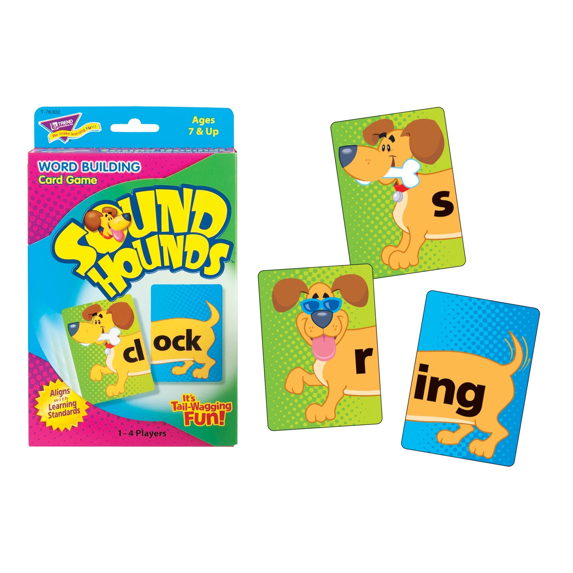 Trend Enterprises: Sound Hounds Word Building Card Game, Match Word Beginnings with Endings to Spell Words and Score Points, Make Over 400 Words, 1