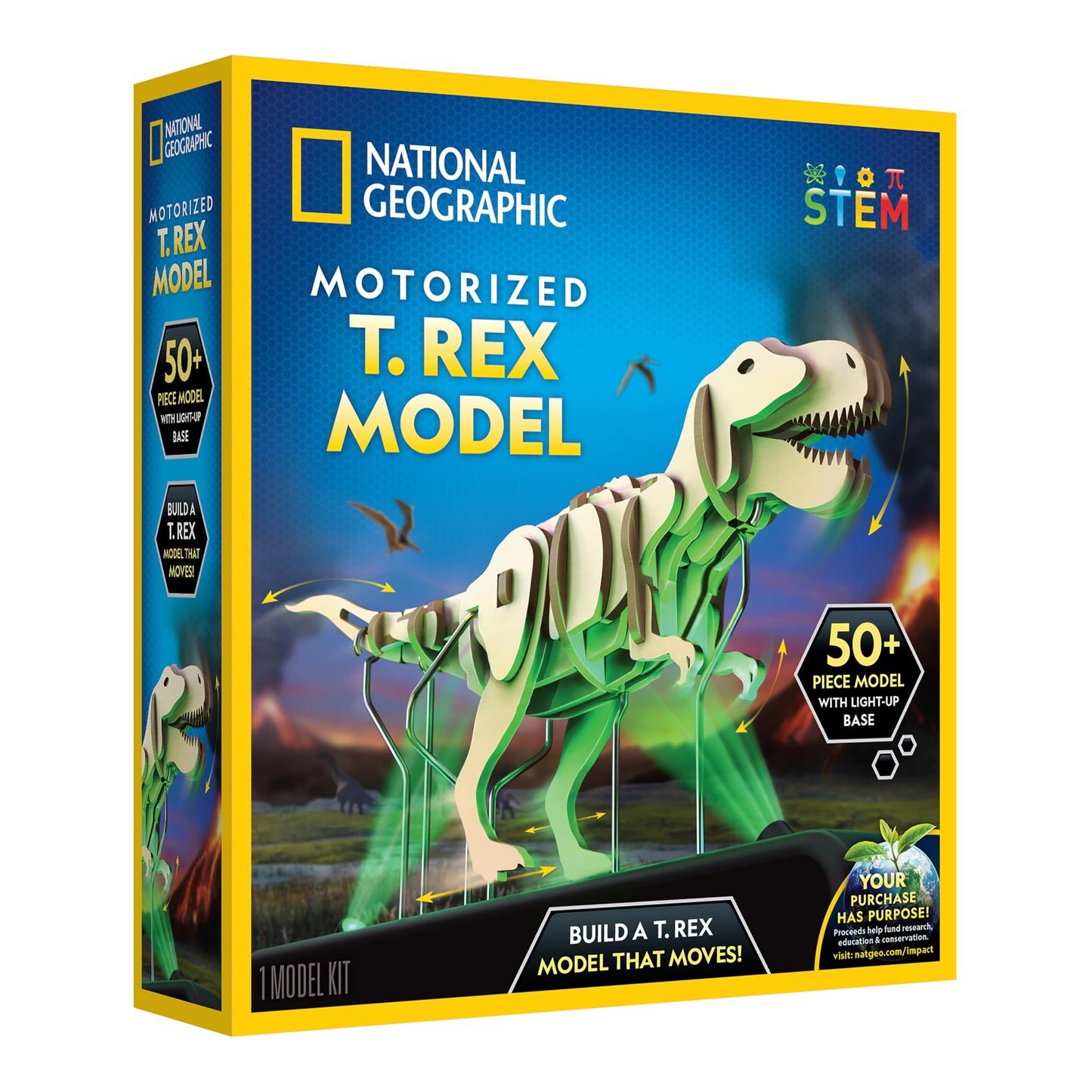 National Geographic Motorized T. Rex 3D Wood Puzzle Dinosaur Kit for Kids