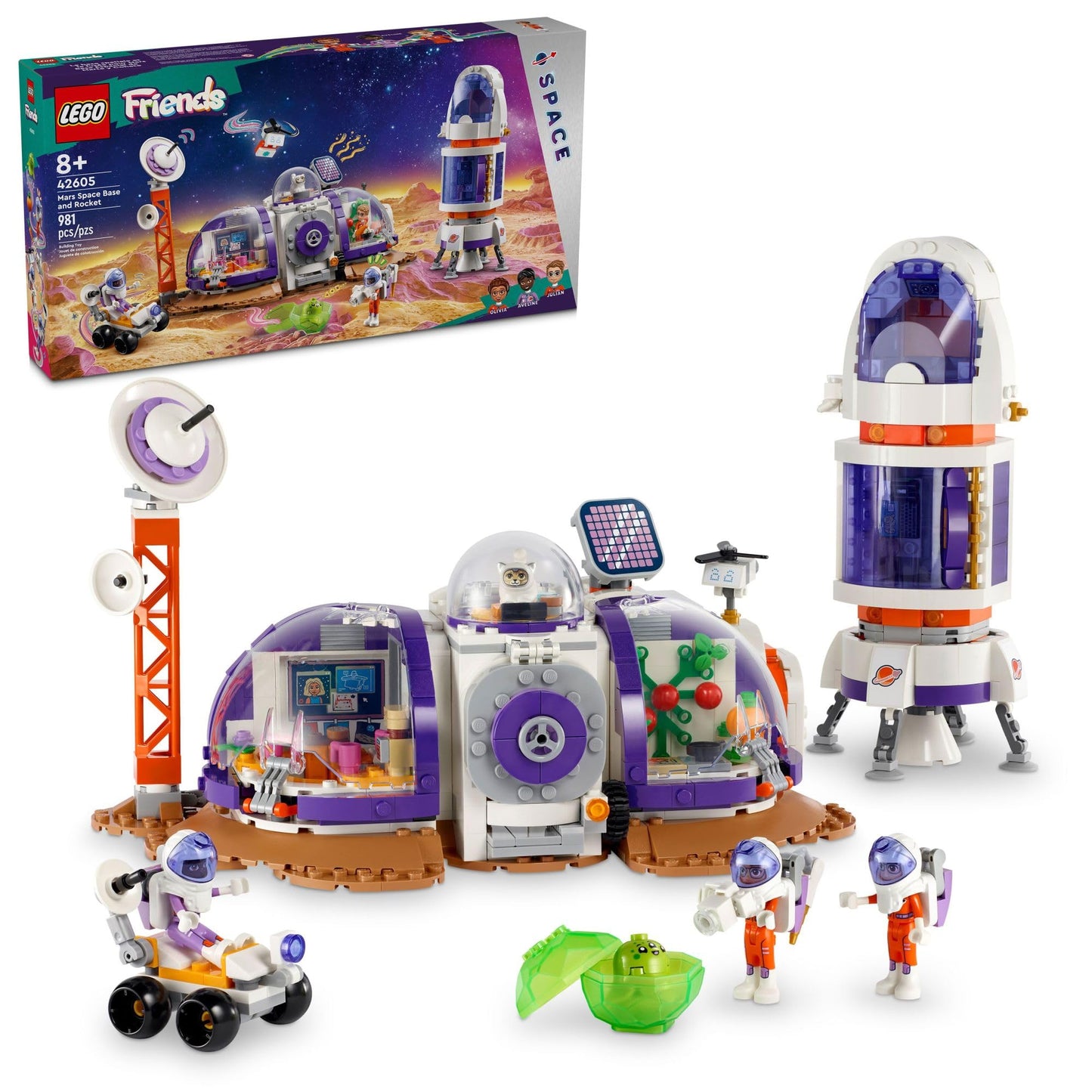 LEGO Friends Mars Space Base and Rocket Set, Science Toy for Pretend Play with 3 Mini-Dolls and Spaceship Toy, Gift for Girls, Boys and Kids Ages 8