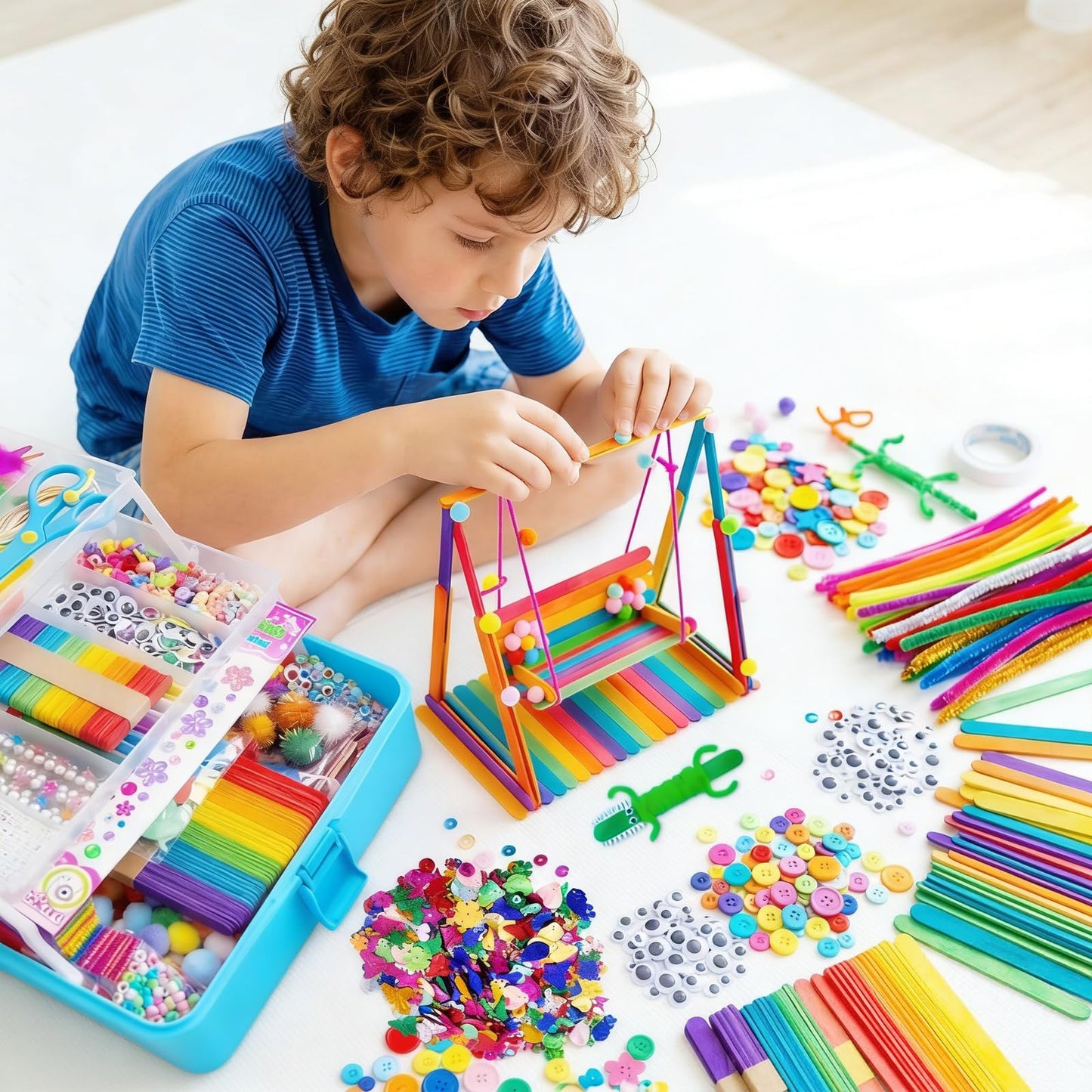 Bobbie Art Arts and Crafts Supplies for Kids- Ultimate Crafting Supply Carboodle in Portable 3 Layered Plastic Art Art Crafting Kit Birthday Gifts