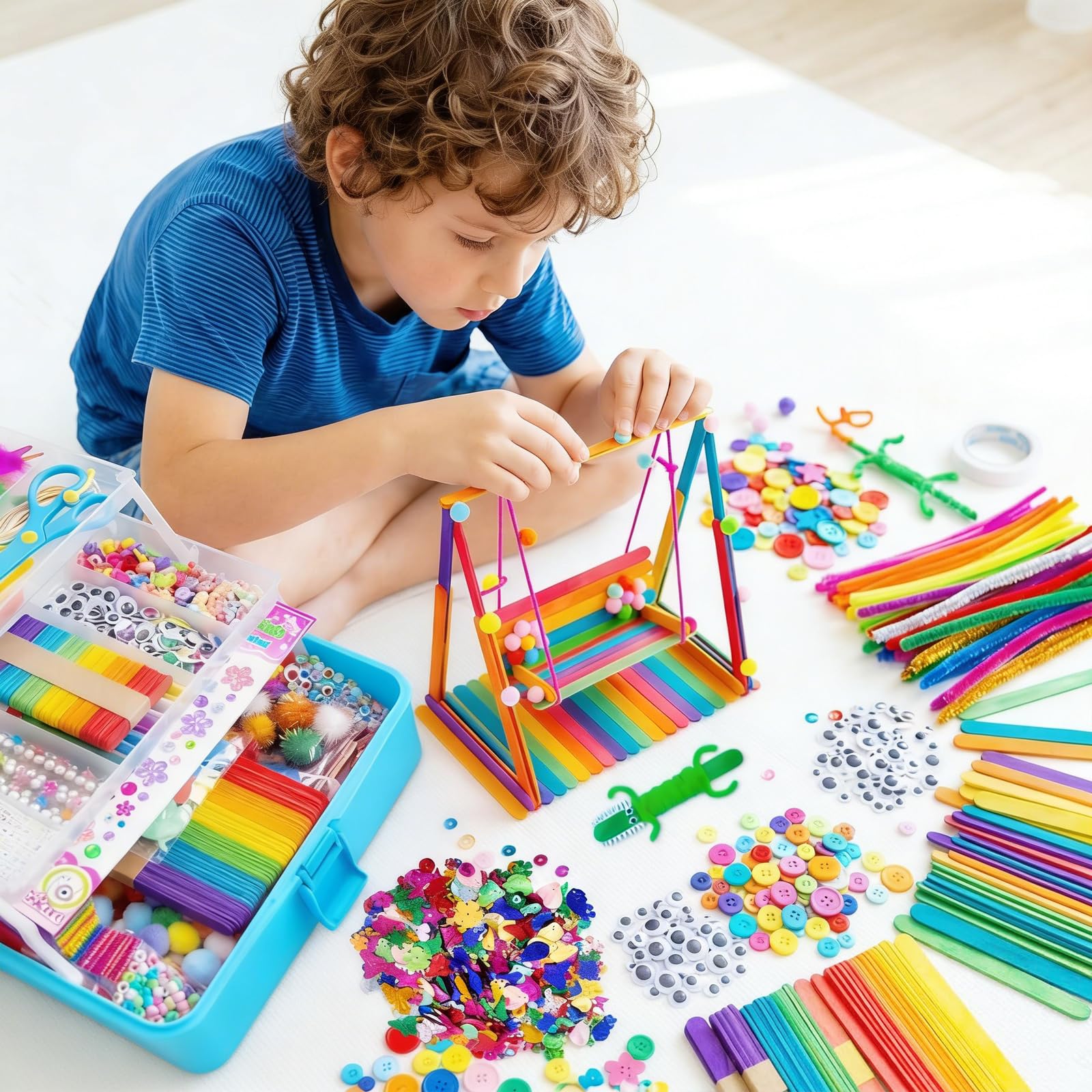 Bobbie Art Arts and Crafts Supplies for Kids- Ultimate Crafting Supply Carboodle in Portable 3 Layered Plastic Art Art Crafting Kit Birthday Gifts