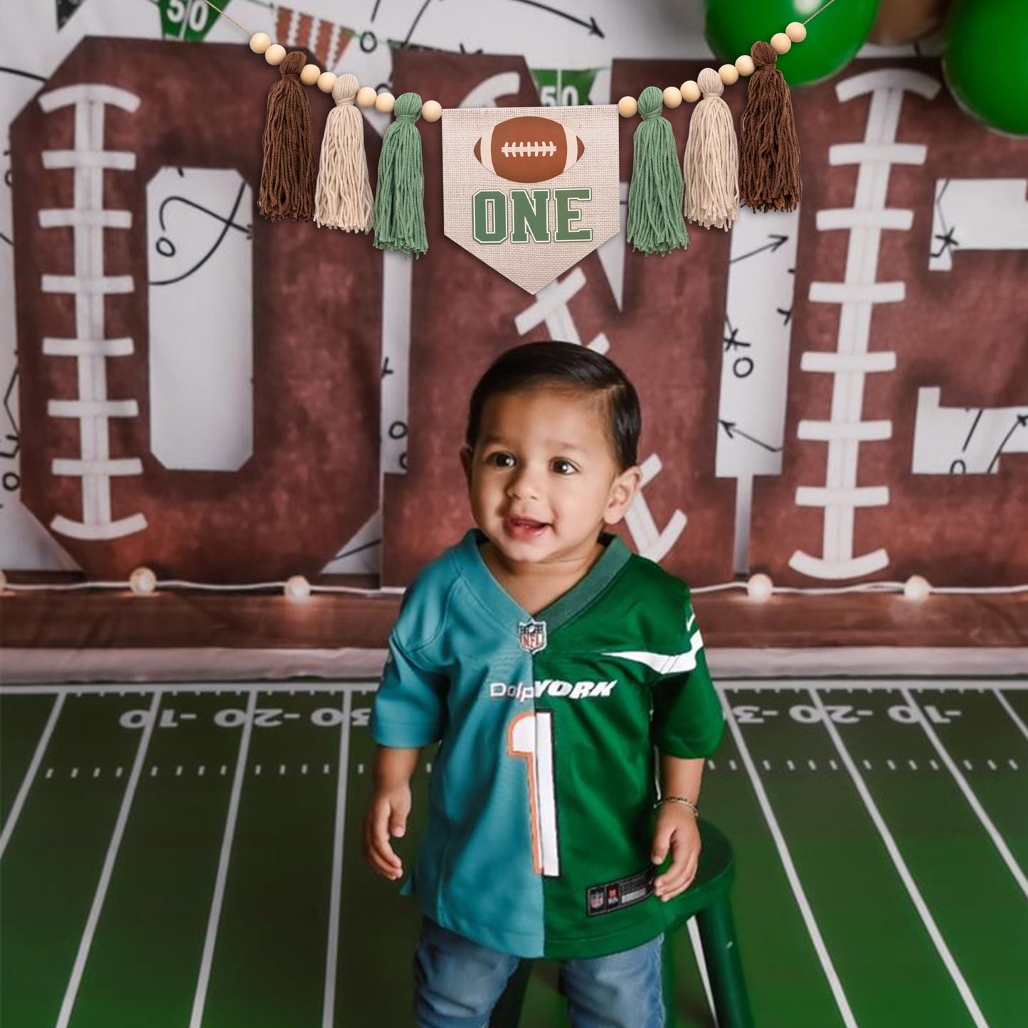 ZAIBIANHAO Football First Birthday High Chair Banner