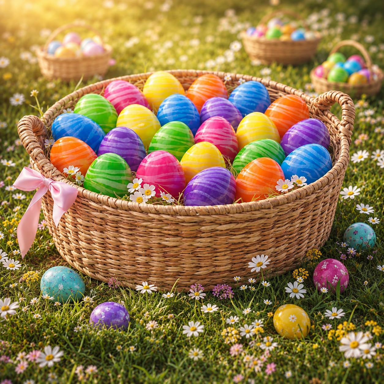 Set of 24 Colorful Zebra Print Fillable Plastic Easter Eggs 2.25 Inches