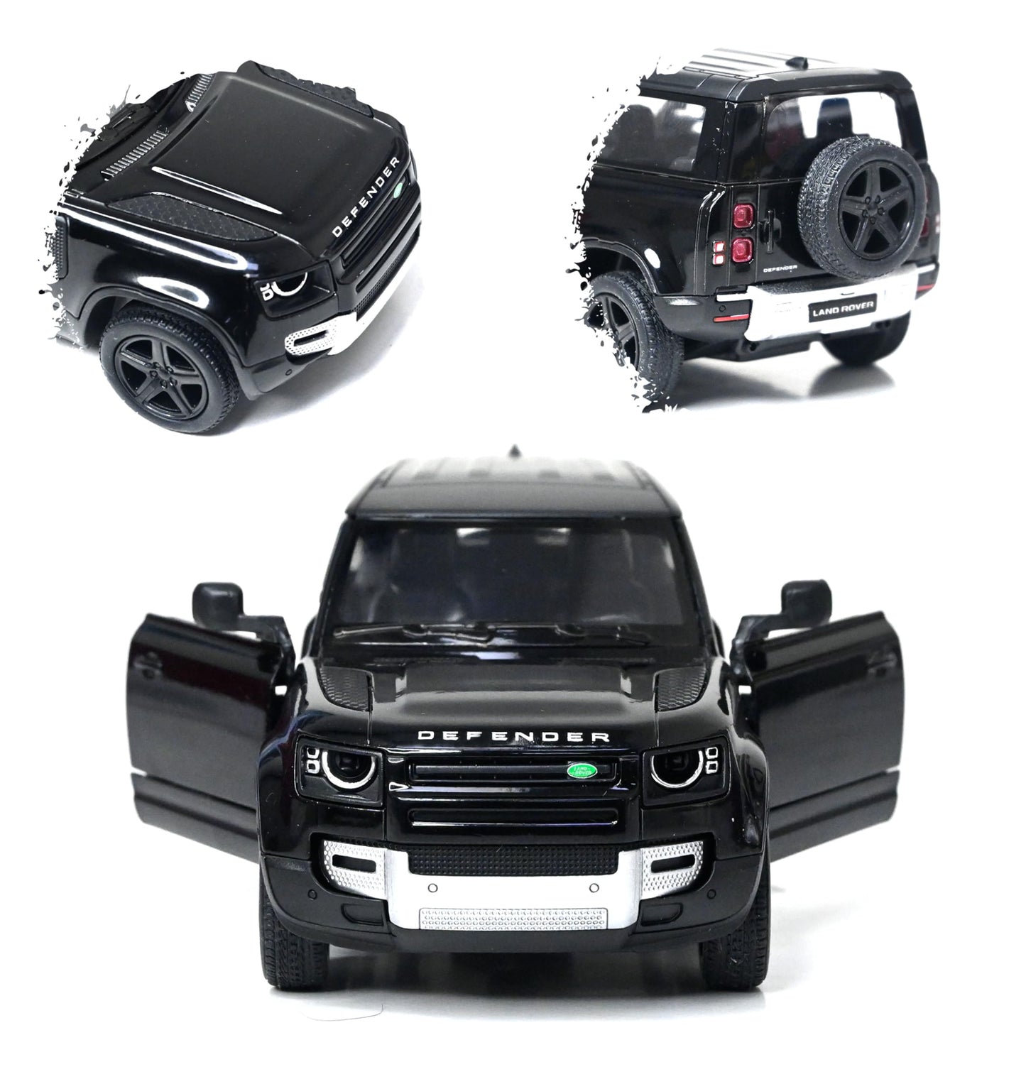 KiNSMART - Land Rover Defender 90 1:36 Scale 5" Die Cast Metal Model Toy SUV (Jet Black)