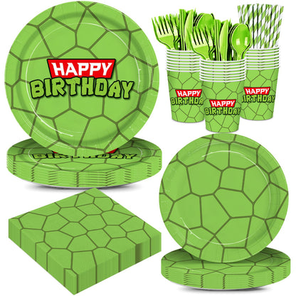 192pcs Turtle Birthday Party Supplies Turtle Plates Napkins Serves 24