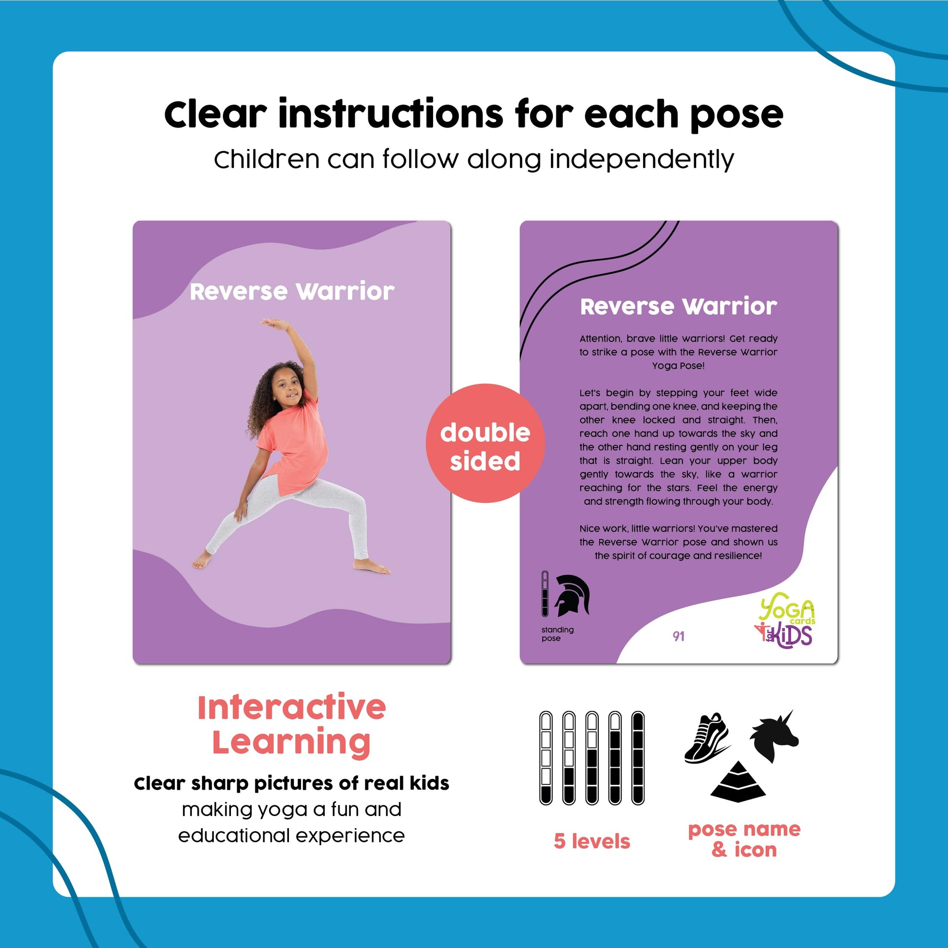 Yoga Cards for Kids: 100 Real-Life Yoga Poses, Kid-Friendly Activities for Home & Gym, Beginner to Advanced, Promotes Mindfulness