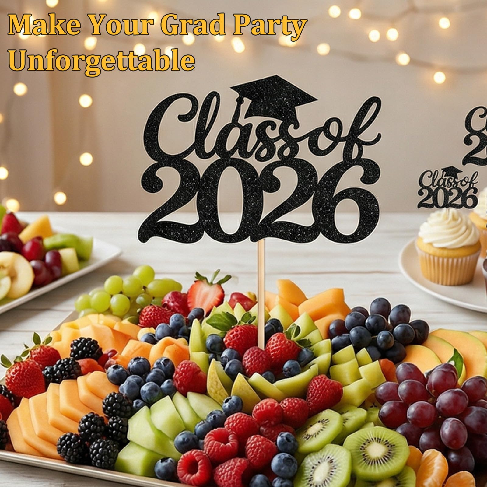 Class of 2026 Graduation Cake Toppers & Table Centerpieces for Dessert Table, Grad Party Supplies for High School College Celebration, Photo Props