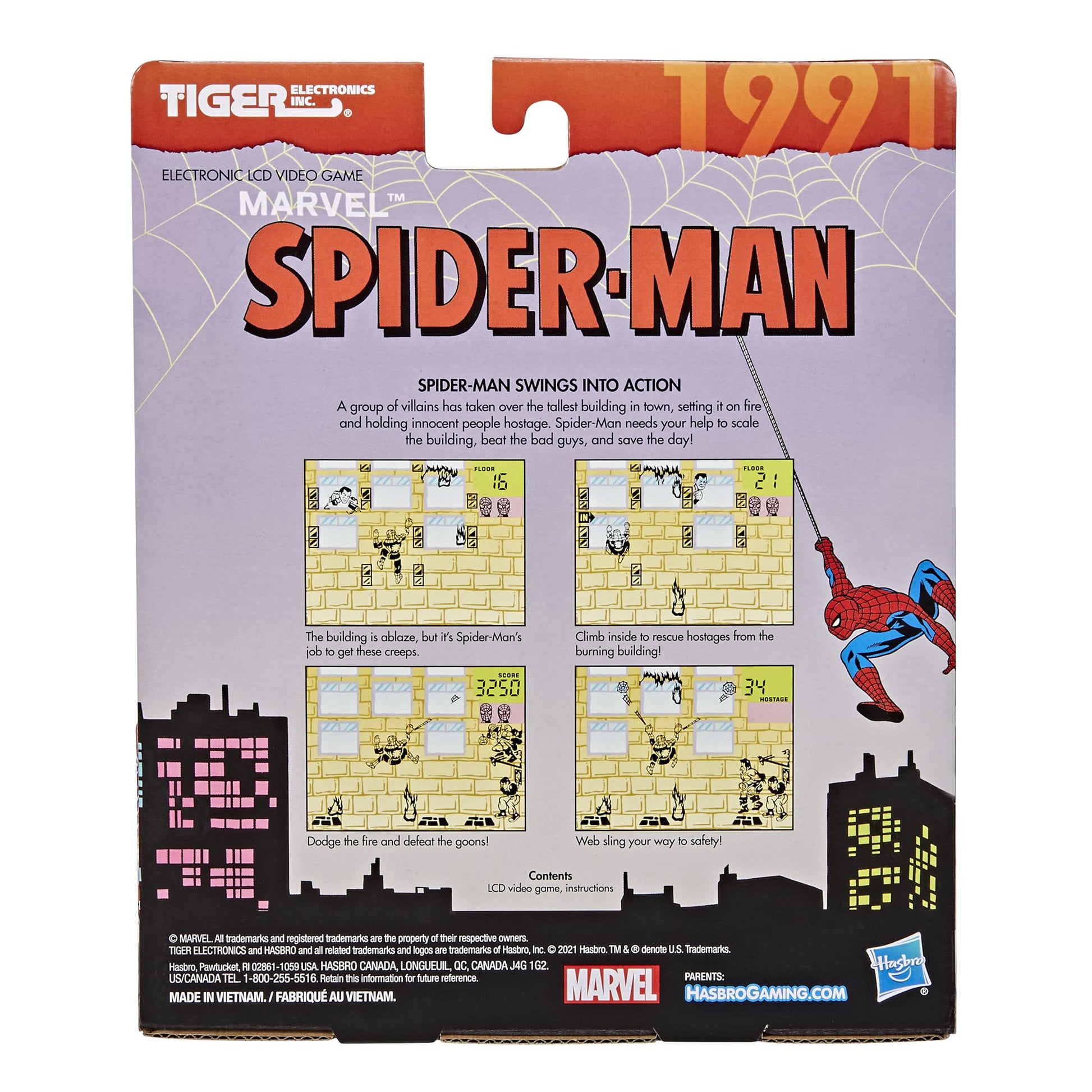Hasbro Gaming Tiger Electronics Marvel Spider-Man Electronic LCD Video Game,Retro-Inspired 1-Player Handheld Game,Ages 8 and Up
