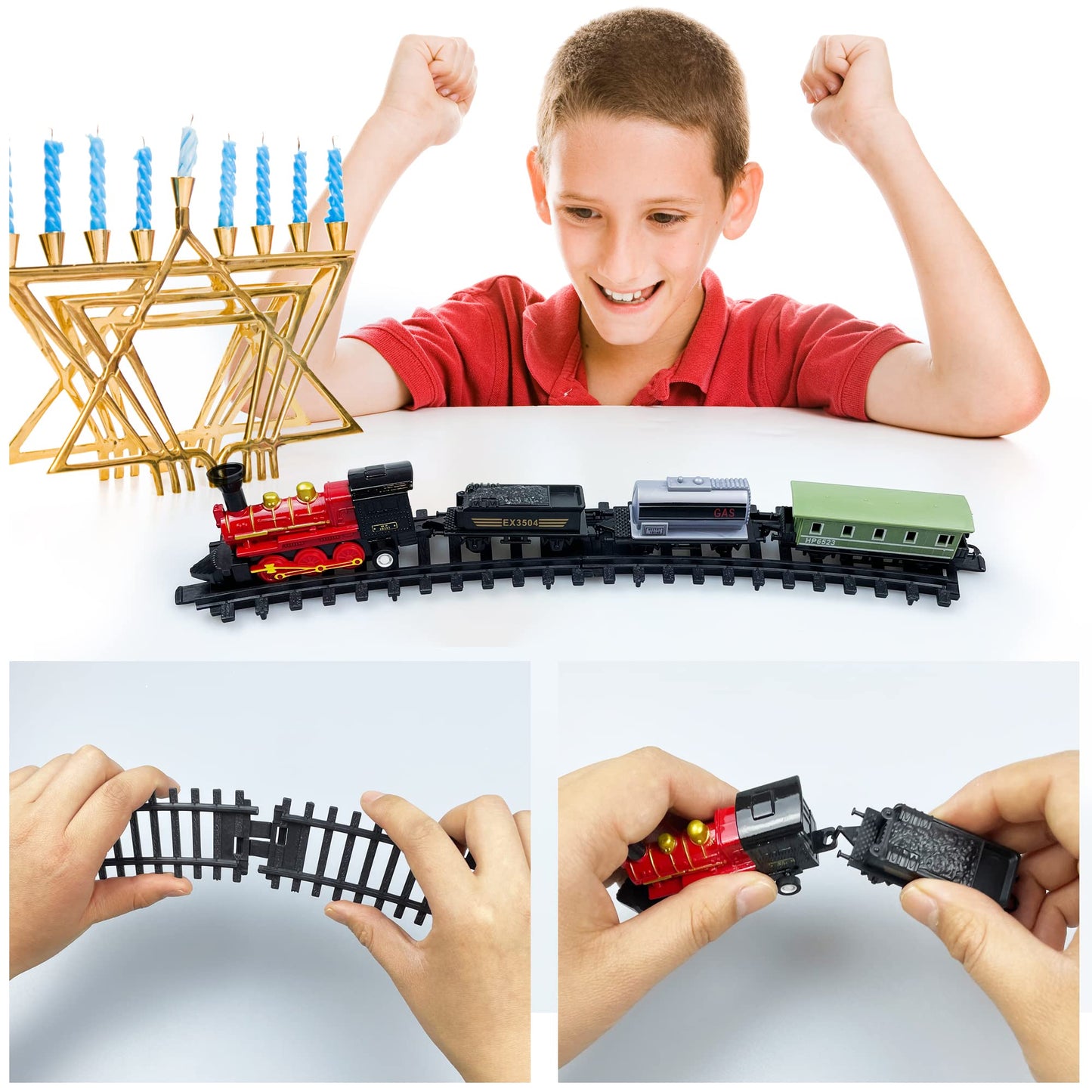 18PCS Train Cake Decorations and Toppers for Birthday Party Supplies - Railway Steam Theme Party Decorations With Track and Traffic