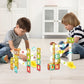 PicassoTiles 100pc Magnetic Marble Run Travel Size Tile Blocks Construction Kids Toy Set On The Go Mini Magnet Tiles Marbles Playset for Race Track