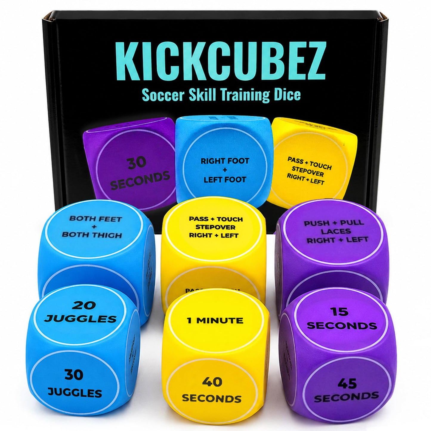 KickCubez Soccer Training Dice for Boys & Girls 8-12