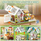Flower House Building Block for Adults, Garden Architecture Building Toy with LED, Greenhouse Model Building Set, Garden Glass House Building Kit