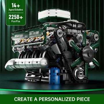 Mould King Tank V8 Engine Building Sets, 2250 Pcs Model Kit for Adults 14+