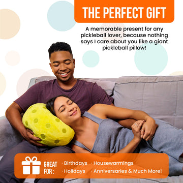 TILTECH Pickleball Pillow - Soft Pickleball-Shaped Decorative Throw Pillow, 12" Sports Cushion for Couch, Bed, Office, Pickleball Players & Fans