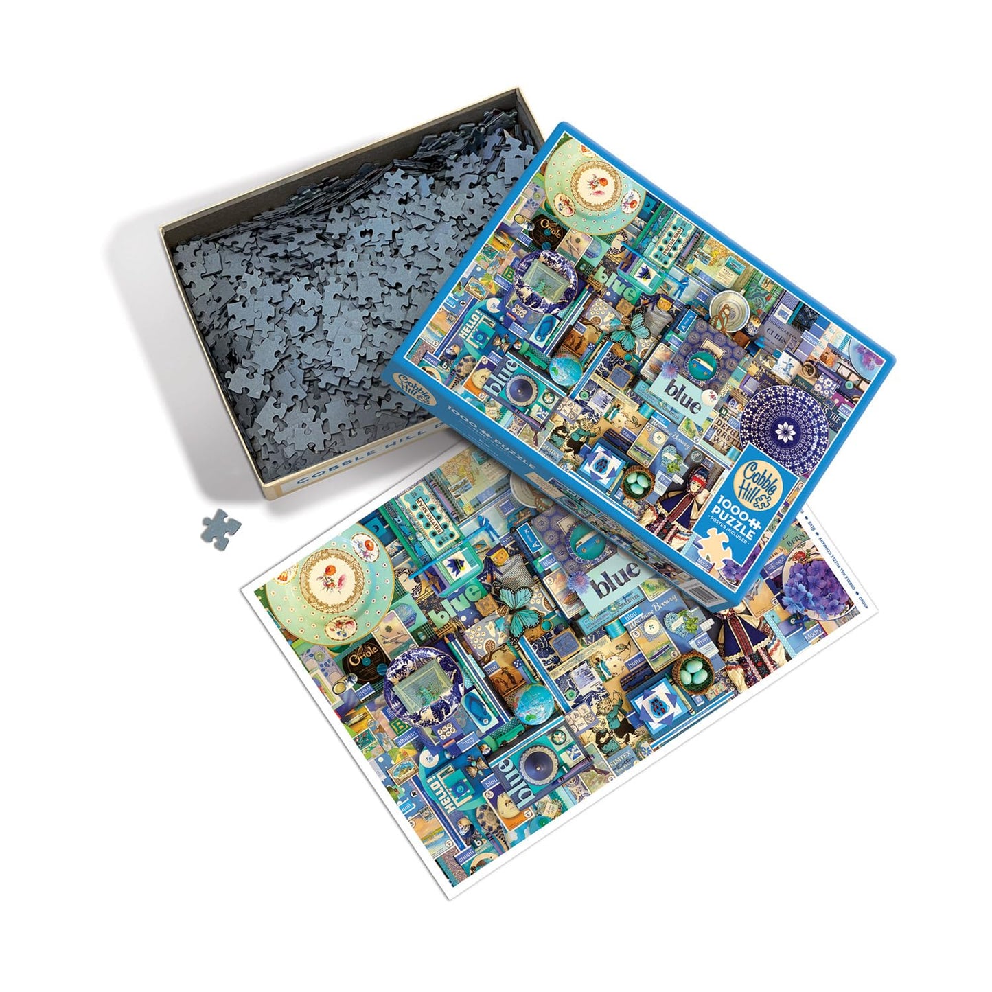 Cobble Hill 1000 Piece Puzzle - Rainbow Collection: Blue - Sample Poster Included
