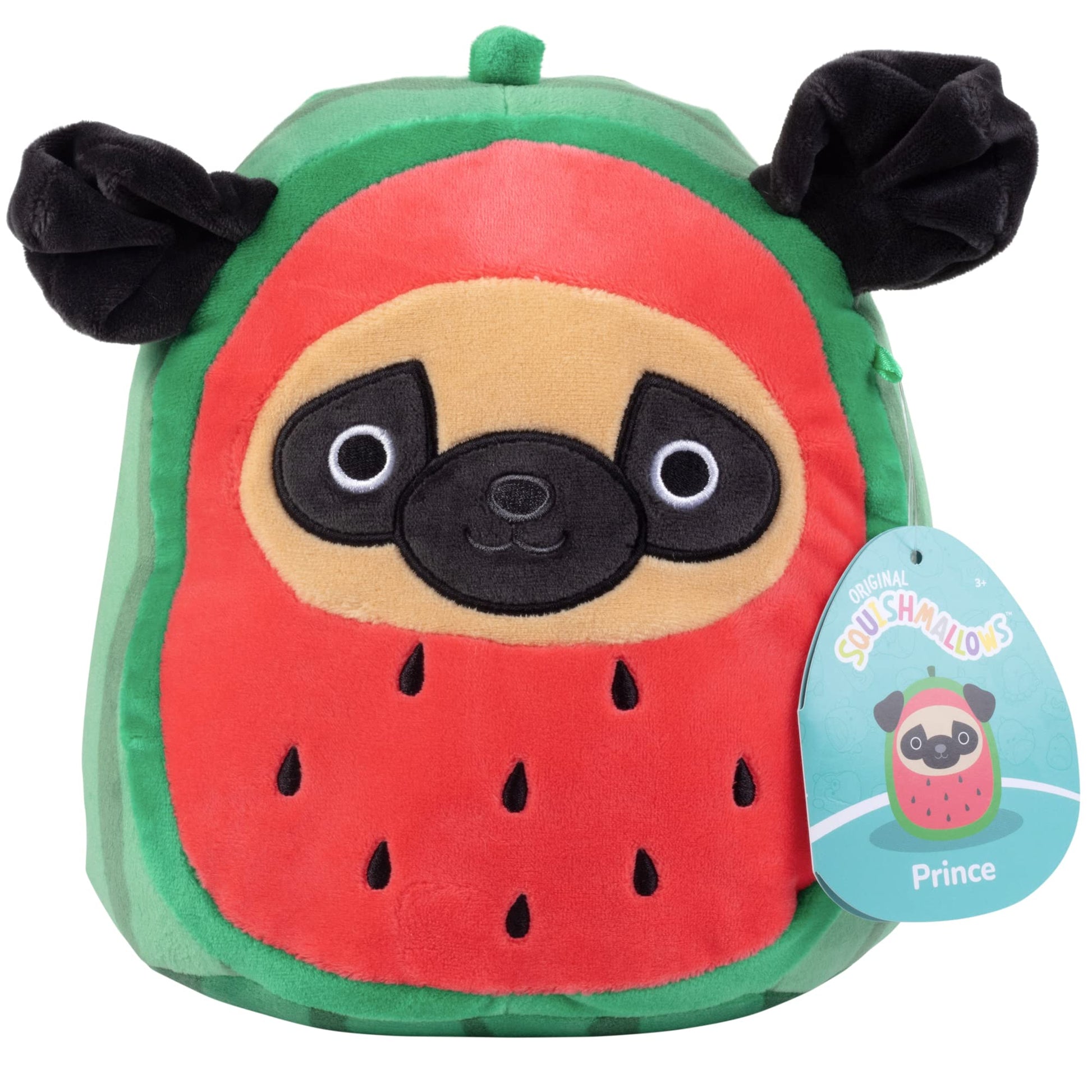 Squishmallows 8-Inch Prince The Watermelon Pug Plush - Official Jazwares Stuffed Animal Dog Toy Ultra Soft Squishy Fruit Puppy, Cute Collectible
