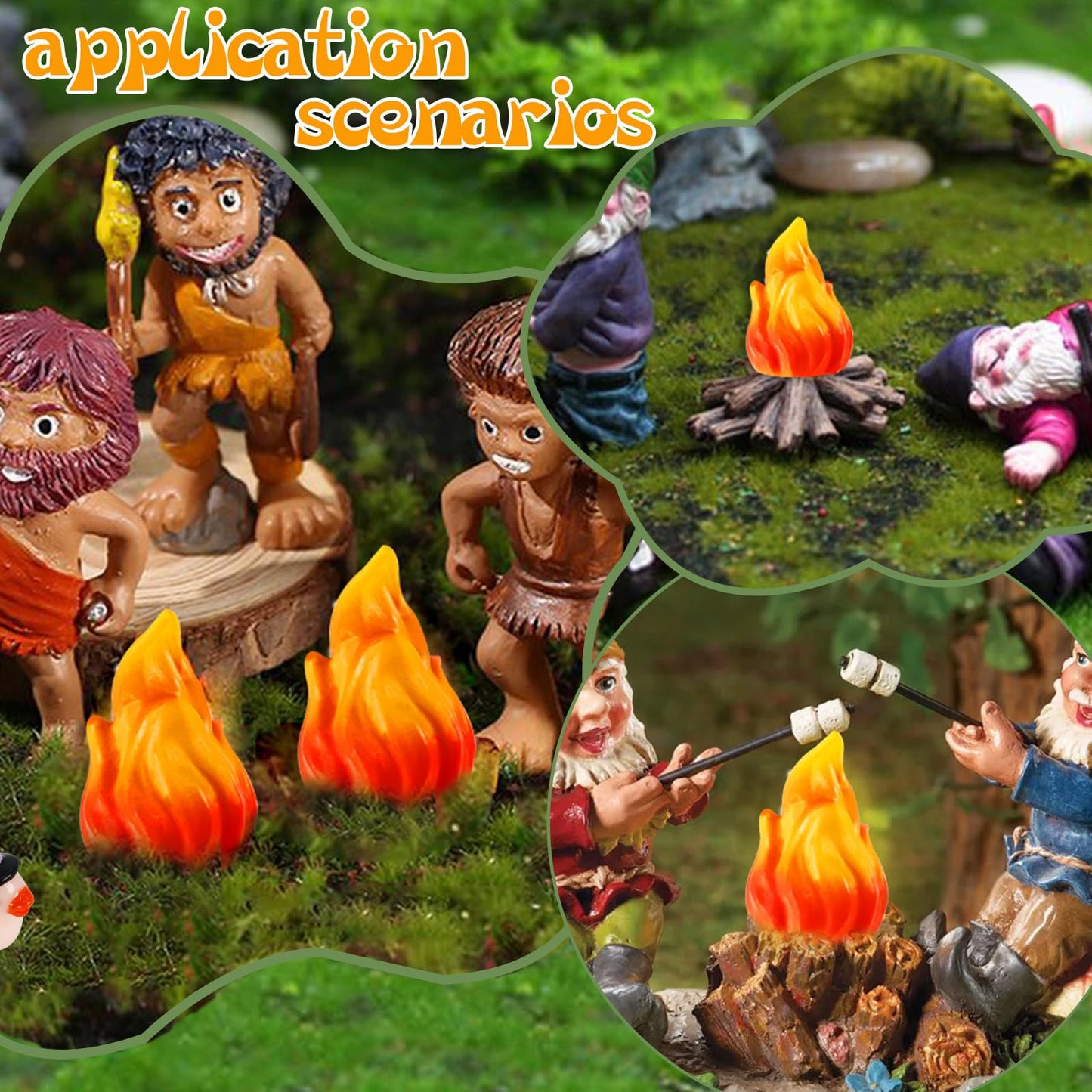 Pamonrueer 20 Pcs Mini Fake Fire Campfire Miniature Village Campfire Landscape Crafts Christmas Miniature Town Accessories for Mini Christmas Scene