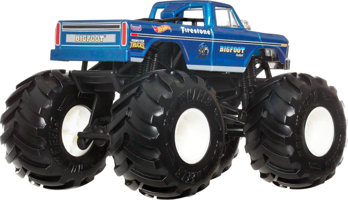 Hot Wheels Monster Trucks, Oversized Monster Truck, 1:24 Scale Die-Cast Toy Truck with Giant Wheels and Cool Designs