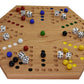 Cauff 20 Inch Solid Oak Double-Sided Marble/Wahoo Board Game with Hand-Finished and Hand-Painted Oak, Glass Marbles, Velvet Bag, 4 and 6 Player Sides