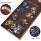 VAMSLOVE Wooden Mancala Board Game with Magnetic Lock / 48+8 Extra Multi Color Glass Stones, Folding Mancala Set for 2 Player, 6 Age and Up