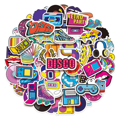100 Pack 90s 80s Retro Stickers, 1990's 1980's Hip Hop Party Favors, Birthday Decorations
