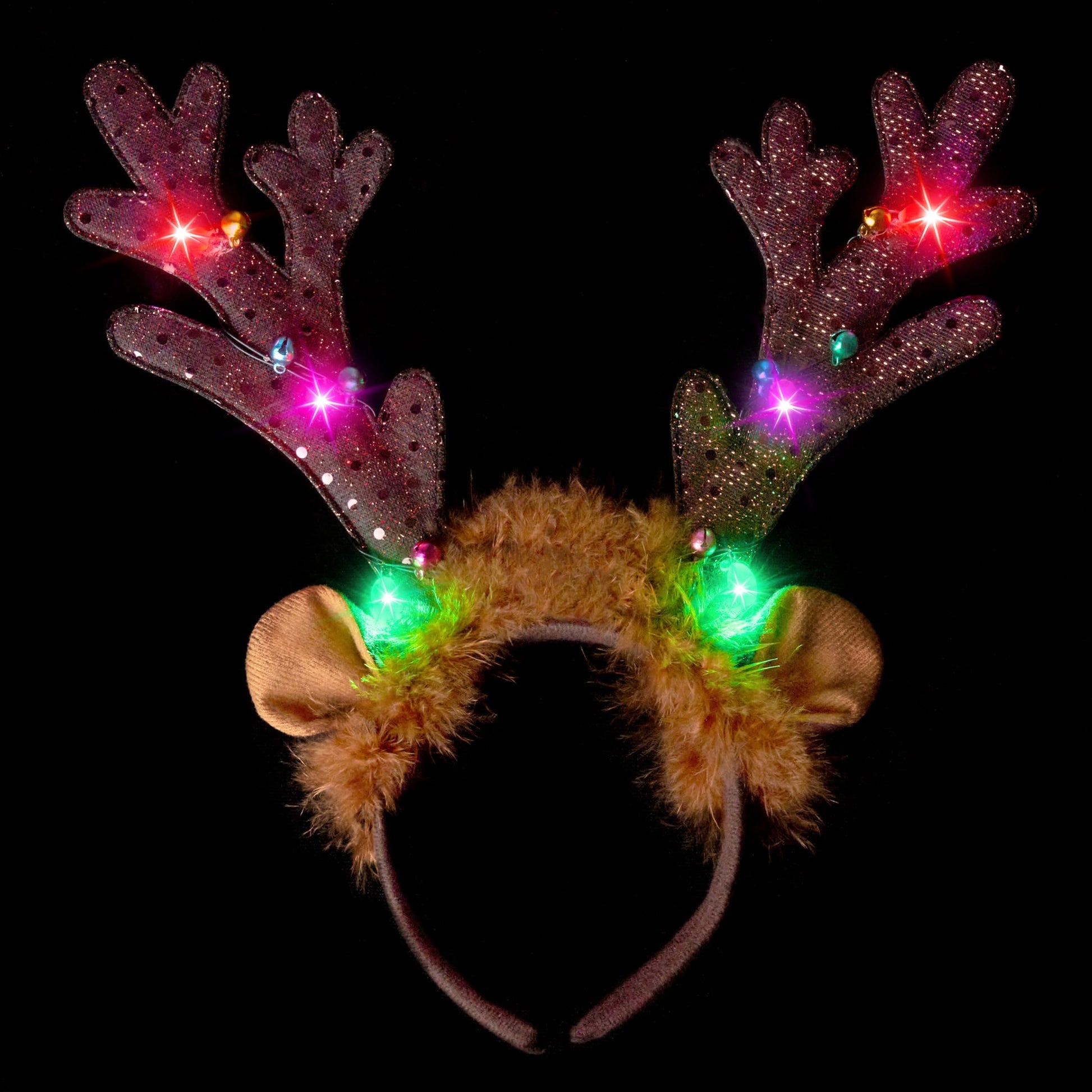 JOYIN Christmas 2PCS Light Up Cute Reindeer Headband Adult Party Favor Supplies, Xmas Accessories for Christmas Holiday Parties, Annual Holiday