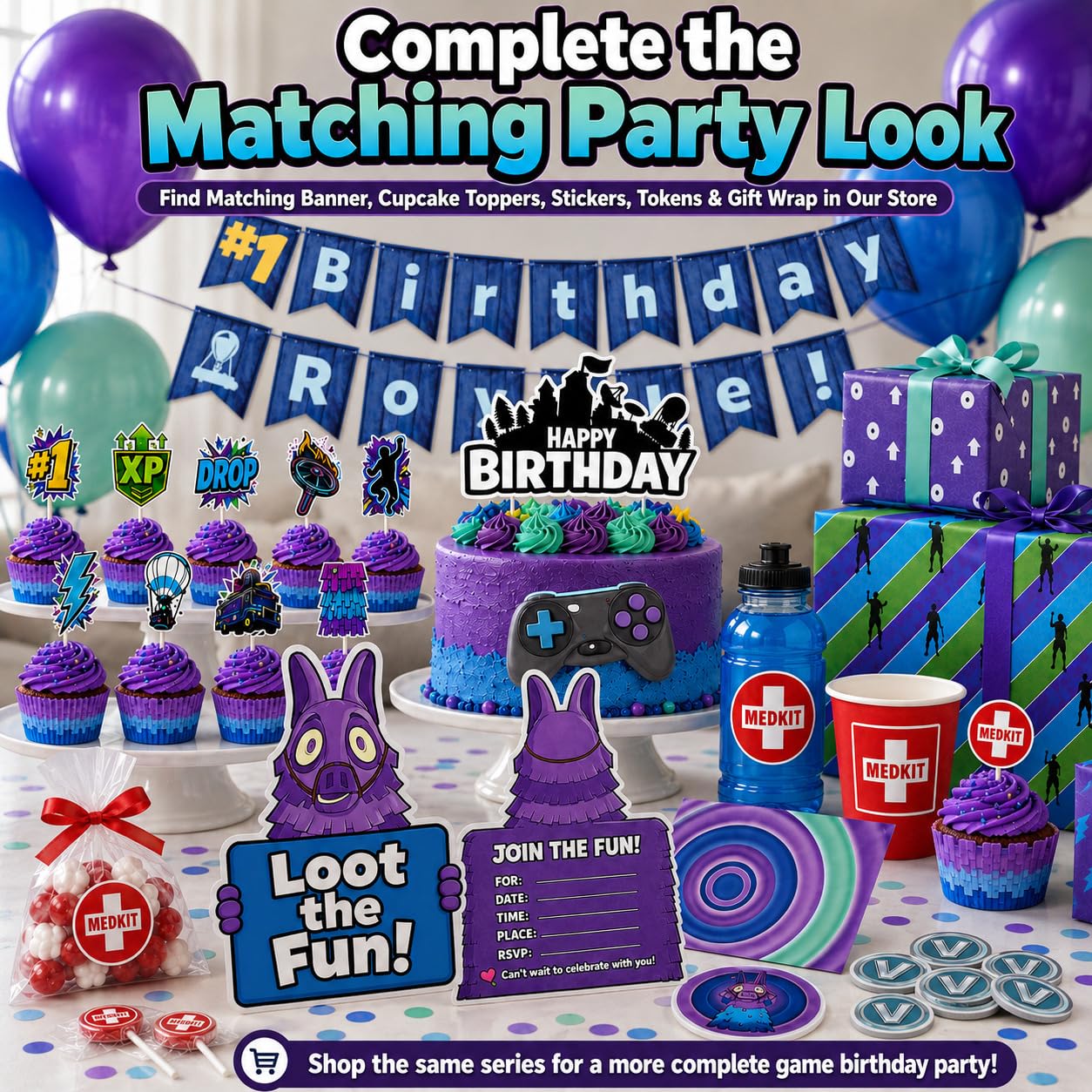 Video Game Birthday Cake Topper 10th Birthday Cake Decoration for Boys Girls Kids