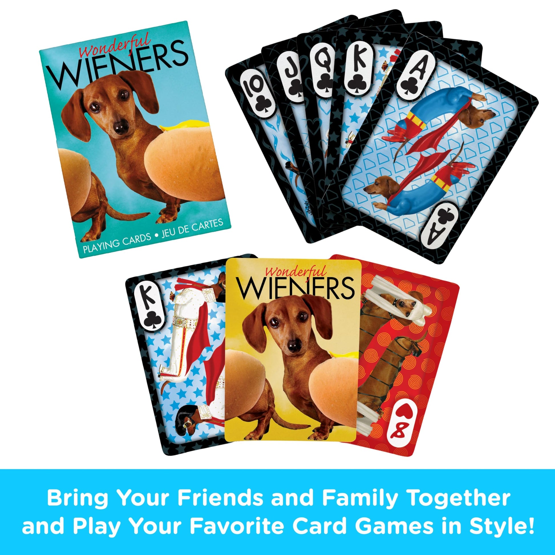 AQUARIUS Wonderful Wieners Playing Cards - Cute Weiner Dog Themed Deck of Cards for Your Favorite Card Games - Weiner Dog Merchandise & Collectibles