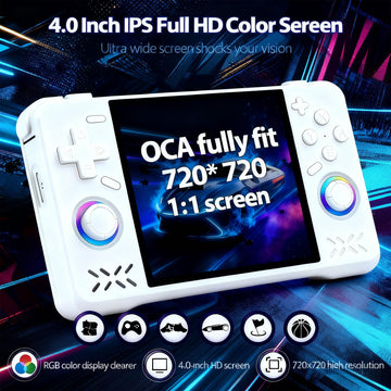 XF40H Retro Handheld Game Console 4 Inch IPS Screen 128GB Linux (Pink)