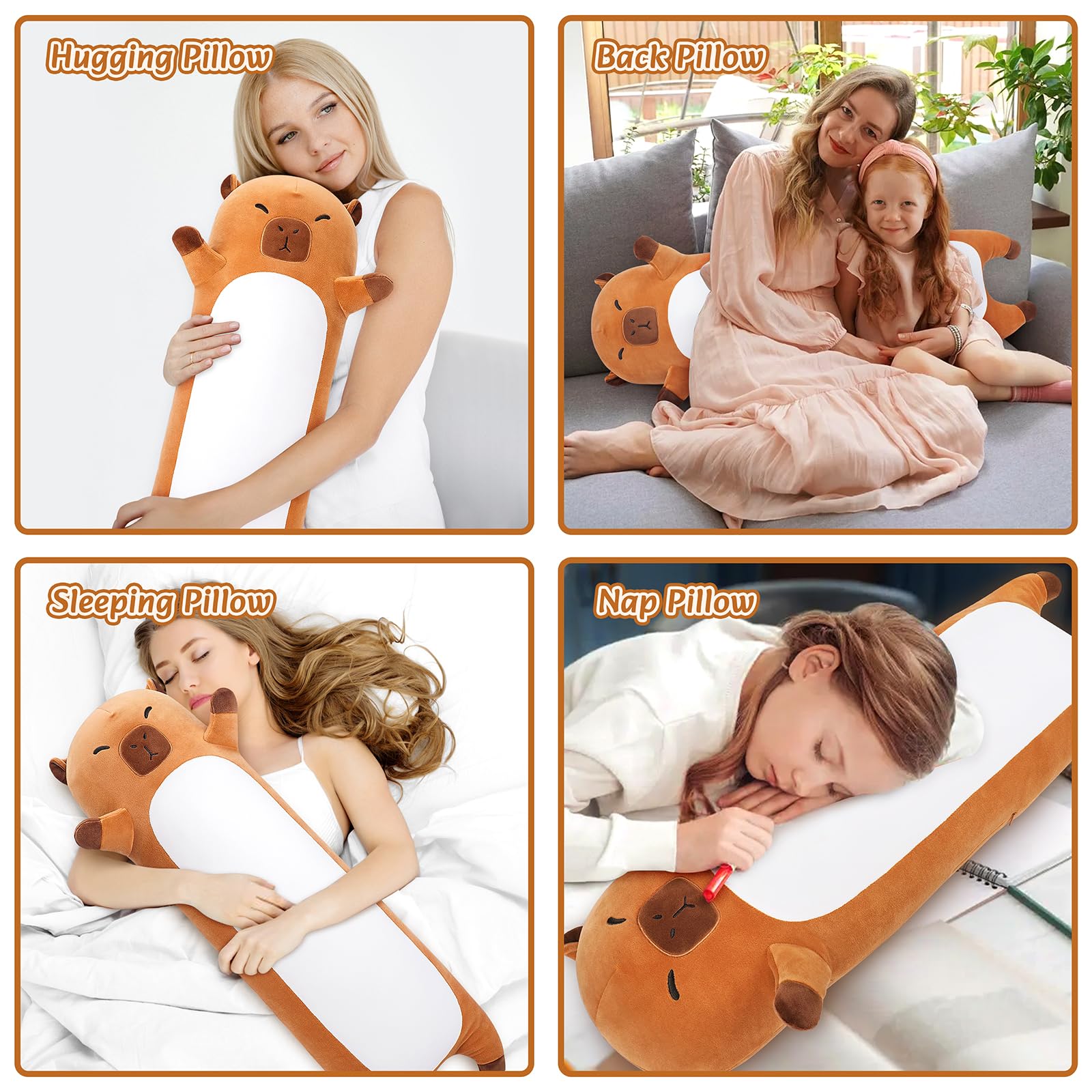 Sprinqdawin Large Capybara Stuffed Animal,33.5” Long Capybara Plush,Cute Plushies Animal Body Pillow,Kawaii Big Plush Toy Animals Gifts,Animals