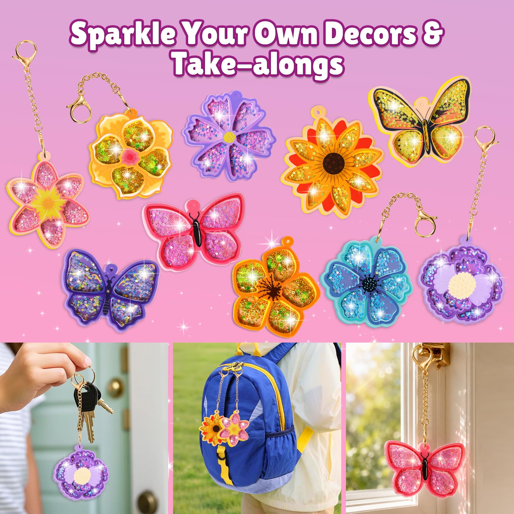 Fun Shake Glitter Crafts Kit for Kids, DIY Arts and Crafts Art Supplies Class Mess-Free Activity Creative Crafting Travel Toy, Birthday Gifts