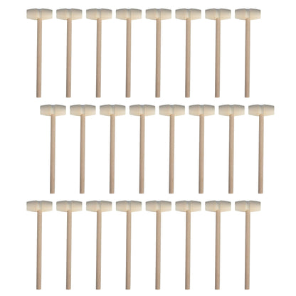 24 Pieces Mini Wooden Hammers Natural Wood Mallets Gavel Toy for Kids