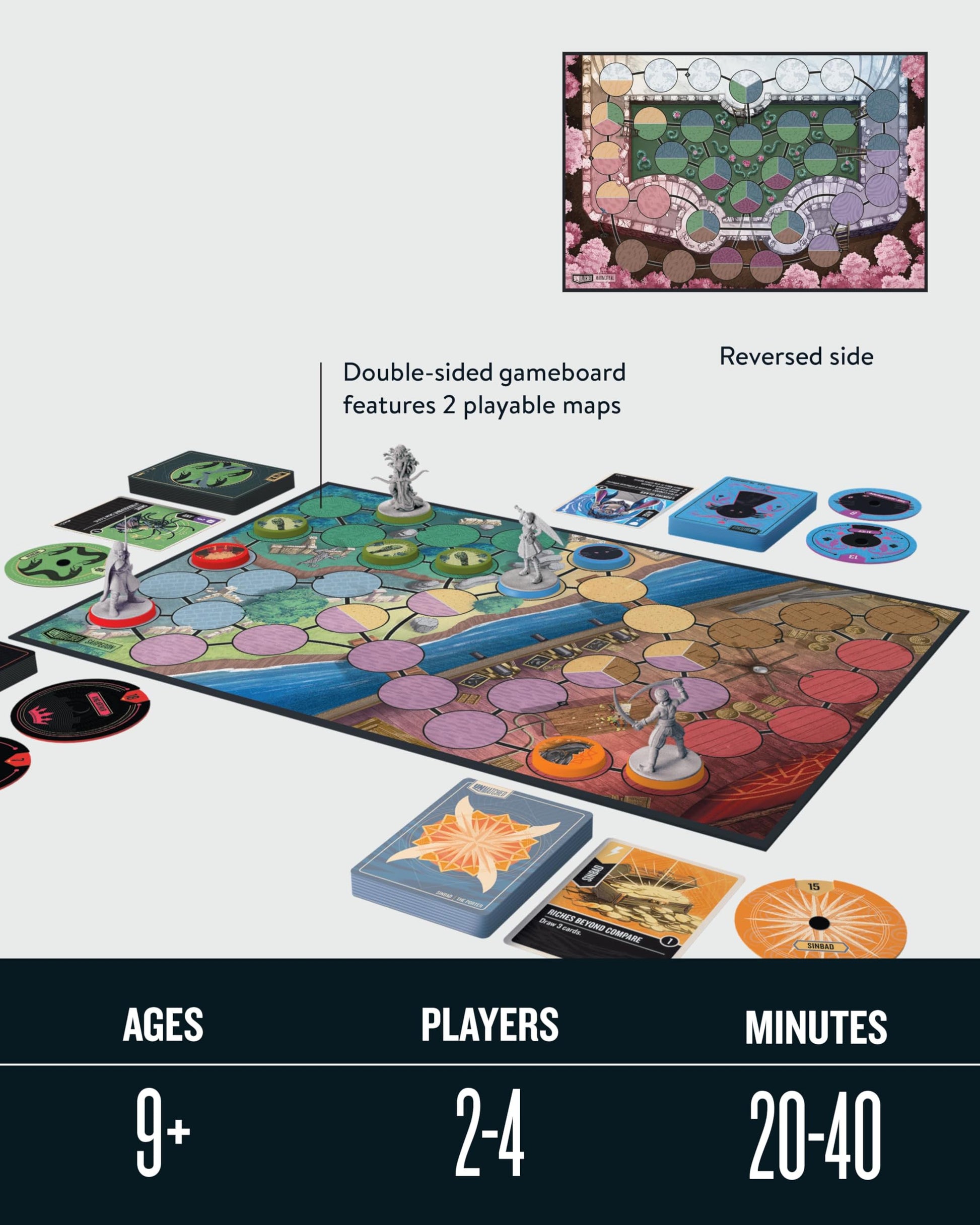Restoration Games Unmatched Battle of Legends Vol 1 - Strategy Board Game for 2 to 4 Players - Expansion with 4 Heroes and Battlefields - 20-40 Min