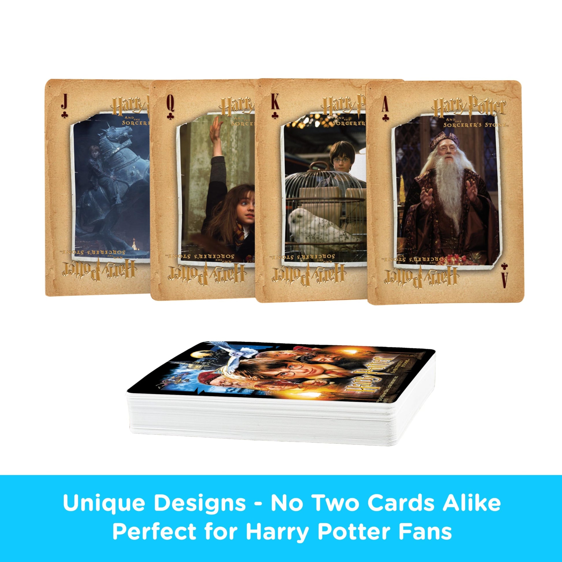 Aquarius Harry Potter Sorcerer's Stone Playing Cards Standard Size - Themed Novelty Deck with 52 Unique Movie Designs - Collectible Merchandise Gift