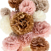 Vidal Crafts 20-Piece Boho Tissue Paper Pom Poms - Hanging Tissue Paper Flowers for Bridal Shower Decorations, Baby Shower Decorations for Girl