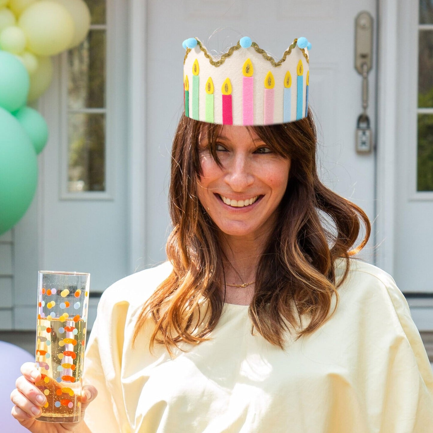 LINGANA Customizable Felt Party Crown for Kids, Toddlers, Adults, Baby Girls - Photo Prop, Birthday Tradition