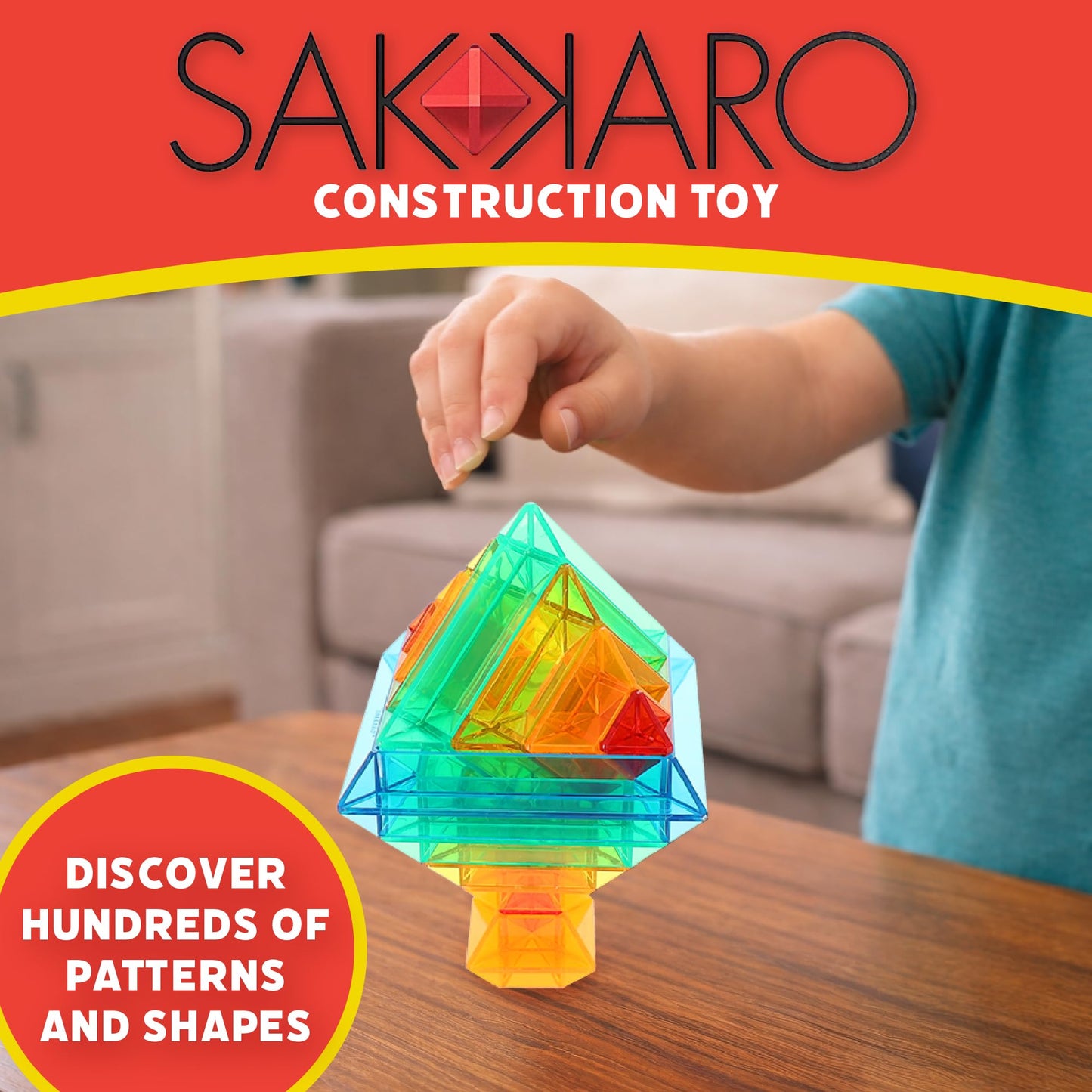 Popular Playthings Sakkaro Geometry Play Stacking Toy, Stem Learning Gift