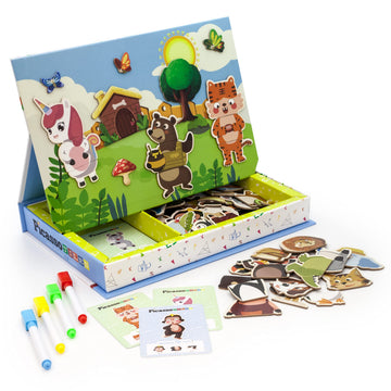 PicassoTiles 112 Piece Magnetic Mix & Match Animal Building Activity DIY Combination Puzzle Book Kid Toy Set Educational Playset STEM Learning, 20