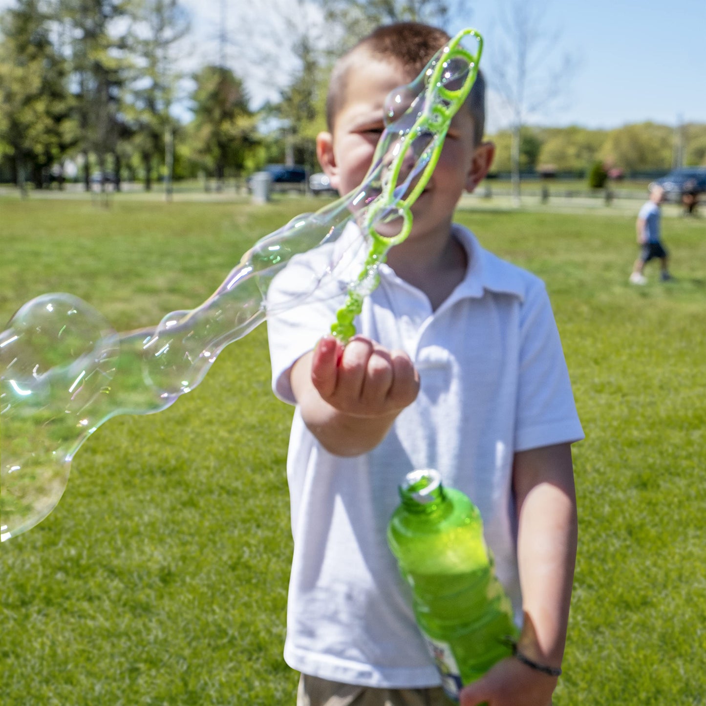Little Kids Bubbles by Fubbles 64oz Non Toxic Bubble Solution | Refill Solution for Bubble Machines and Bubble Toys | Bubble Wand Included, Colors May