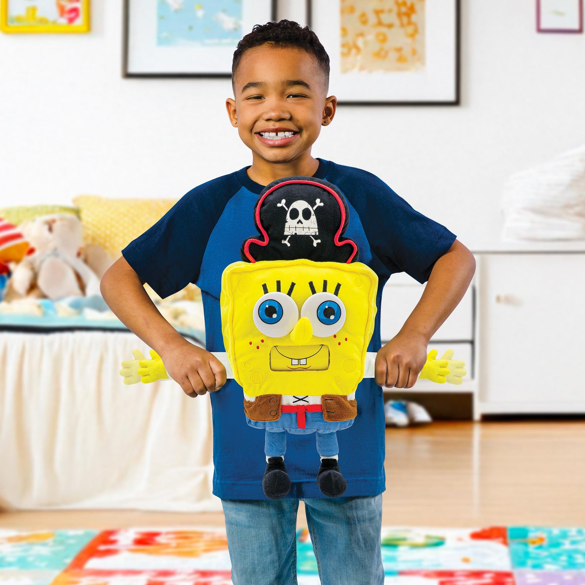 SPONGEBOB SQUAREPANTS Movie: The Search for Squarepants Goofy Goober Feature Plush, 16-Inch Sounds and Spinning Mouth Stuffed Toy for Kids