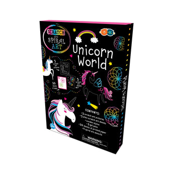 Buddy & Barney Unicorn World Scratch and Spiral Art - Rainbow Scratch Art for Kids | Includes Set of 10 Scratch Paper Art Sheets, 3 Gel pens, 20