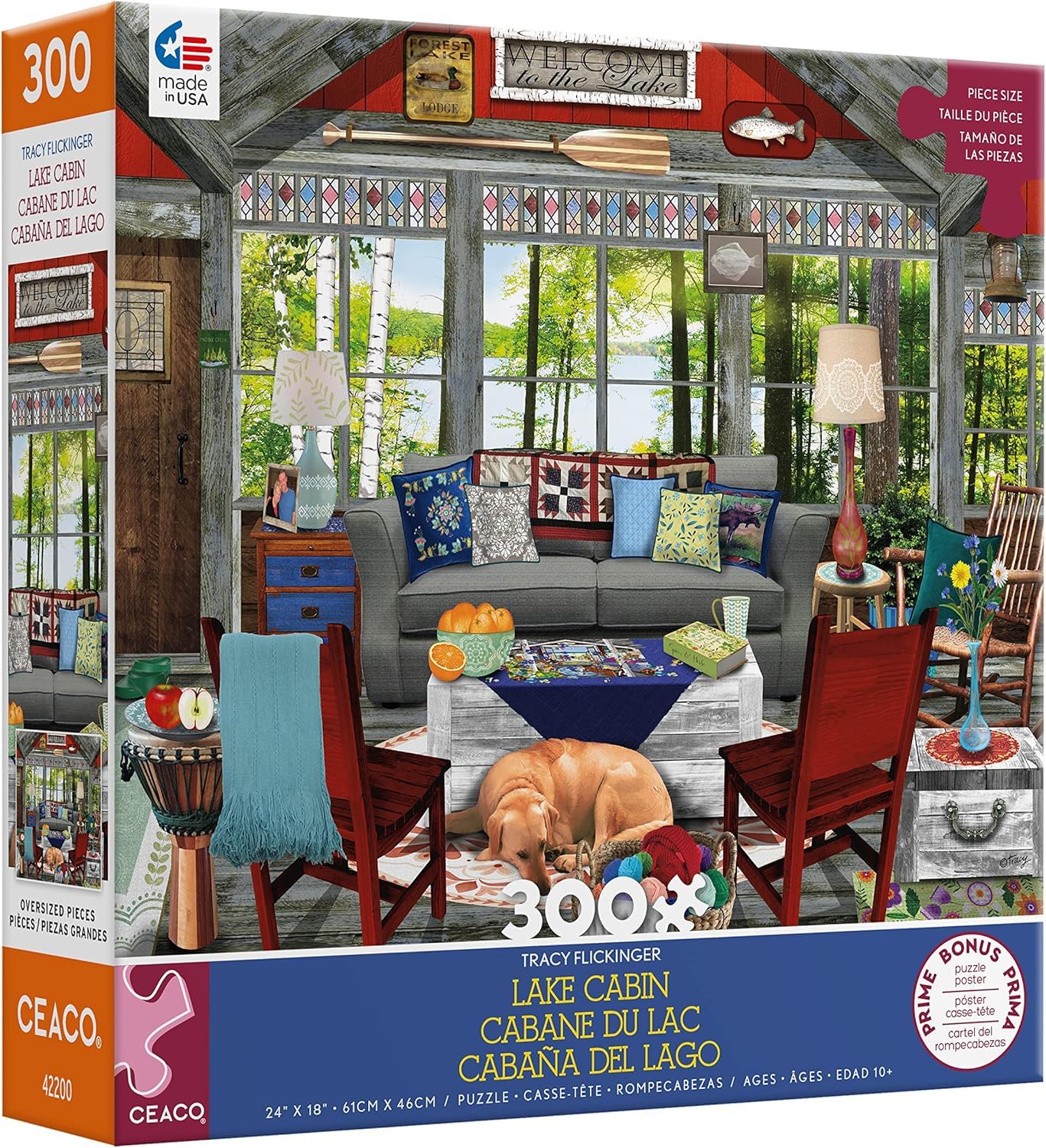 Ceaco - Lake Cabin - 300 Large Piece Jigsaw Puzzle for Adults