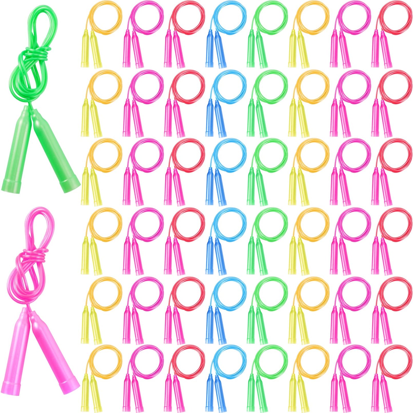 Ycxvacop 50 Pcs Kids Jump Rope Set, 7.3 Ft, Colorful