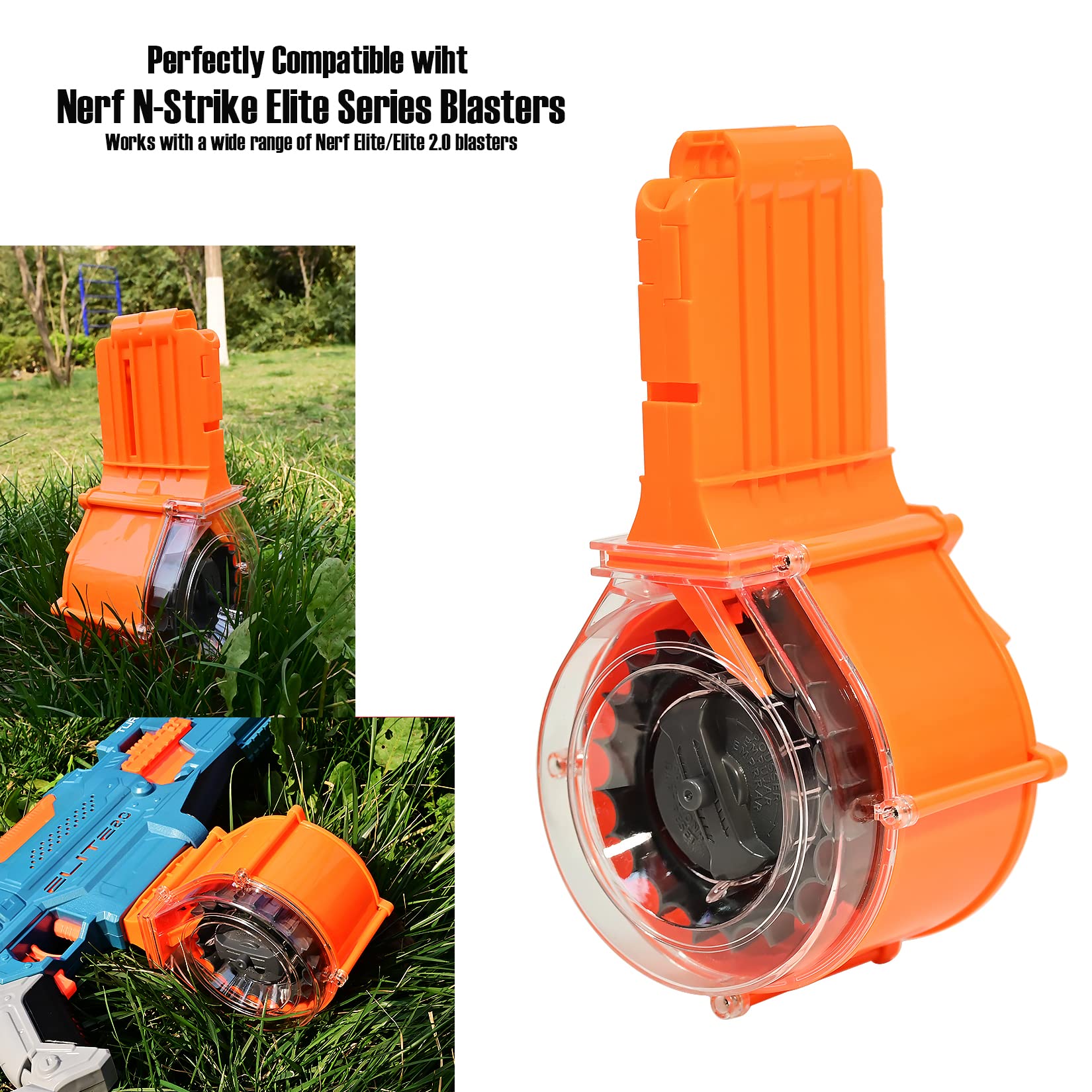 lififun Dart Drum, 25-Dart Drum Magazine for Nerf N-Strike Elite & Elite 2.0 Series Blasters