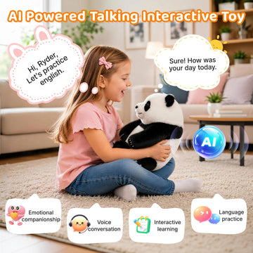 Golabs PT2 Plush AI Robot Panda Toy for Kids 3+,Interactive Companion Pet w/ 64 Languages, APP w/ 10 Roles Powered by GPT-4o, Voice & Touch